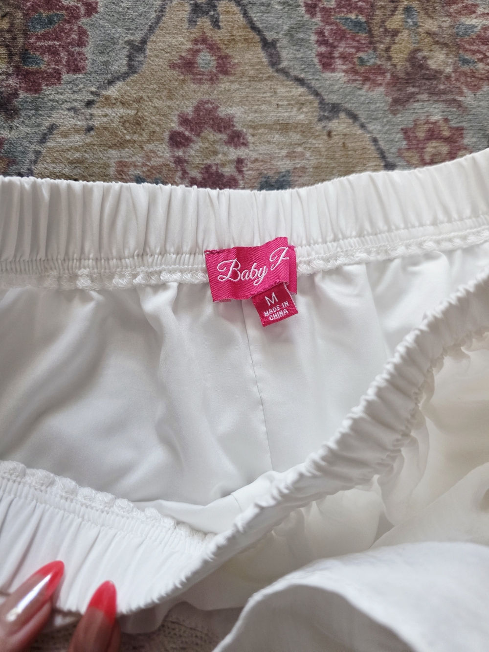White Ruffle Layered Women’s Shorts - Picture 3 of 5